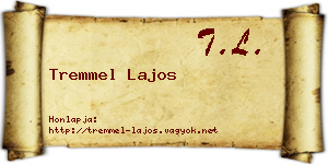 Tremmel Lajos névjegykártya